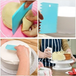 Generic Pack Of 4_3 Pcs Plastic Dough Bench Scraper Cake Cutter (Color: Assorted)