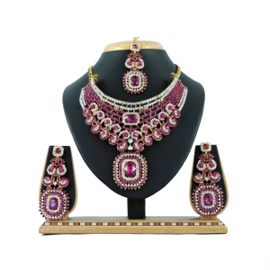 Generic Women's Alloy Necklace set (Pink)