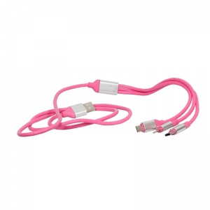 Generic Pack Of_2 Colorful Multi Charger Cable 3 In 1 Cable Sp_32 (Color: Assorted)