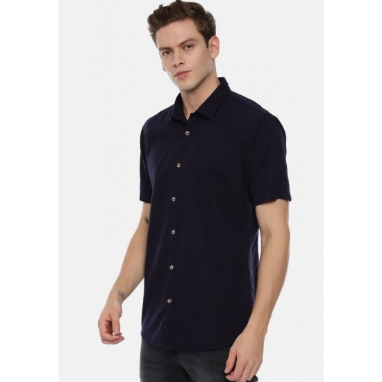 Generic Men's Cotton Slim Fit Casual Shirt (Material: Cotton, (Color:Navy blue)