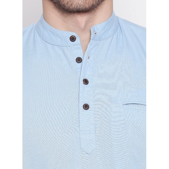 Generic Men's Cotton Casual Short Cross Kurta Shirt (Material: Cotton, (Color:Light Blue) Generic Men's Cotton Casual Short Cross Kurta Shirt (Material: Cotton, (Color:Light Blue)