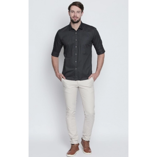 Generic Men's Cotton Slim Fit Casual Shirt (Material: Cotton, (Color:Grey)