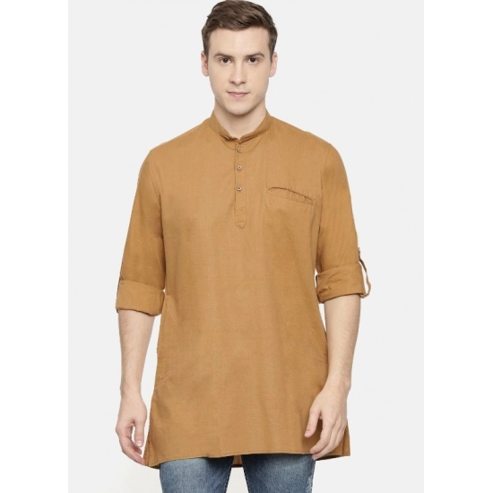 Generic Men's Cotton Men Casual Orange Kurta Shirt (Material: Cotton, (Color:Orange)