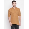 Generic Men's Cotton Casual Short Cross Kurta Shirt (Material: Cotton, (Color:Brown)