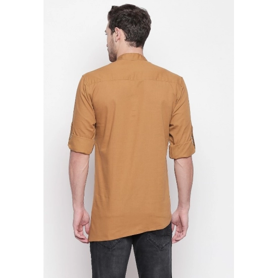 Generic Men's Cotton Casual Short Cross Kurta Shirt (Material: Cotton, (Color:Brown) Generic Men's Cotton Casual Short Cross Kurta Shirt (Material: Cotton, (Color:Brown)