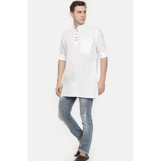 Generic Men's Cotton Men Casual White Kurta Shirt (Material: Cotton, (Color:White)