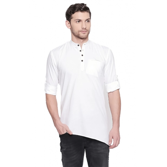 Generic Men's Cotton Casual Short Cross Kurta Shirt (Material: Cotton, (Color:White) Generic Men's Cotton Casual Short Cross Kurta Shirt (Material: Cotton, (Color:White)