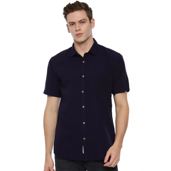 Generic Men's Cotton Slim Fit Casual Shirt (Material: Cotton, (Color:Navy blue)
