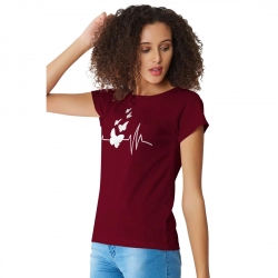 Generic Women's Cotton Western Wear T Shirt (Maroon) Generic Women's Cotton Western Wear T Shirt (Maroon)