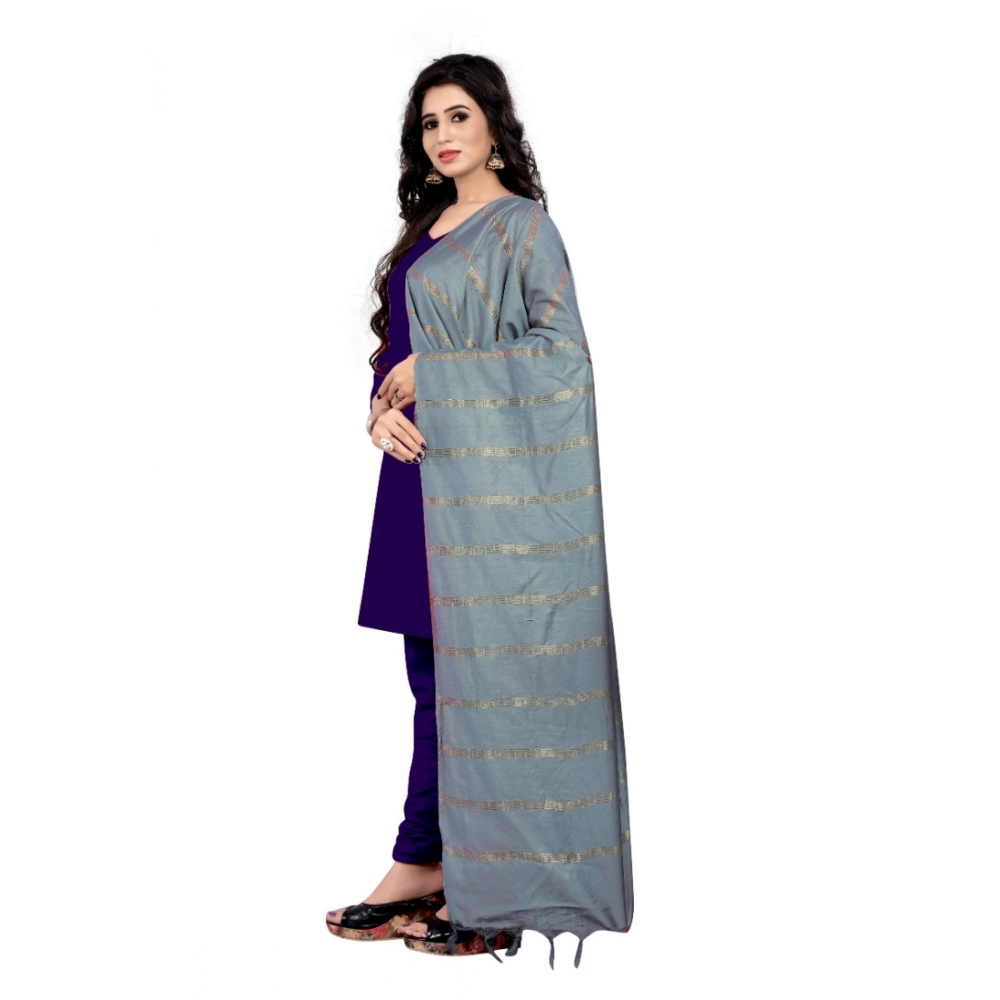 Generic Women's Cotton Jari Woven Work Dupatta (Grey, Length:2-2.4 mtr) Generic Women's Cotton Jari Woven Work Dupatta (Grey, Length:2-2.4 mtr)