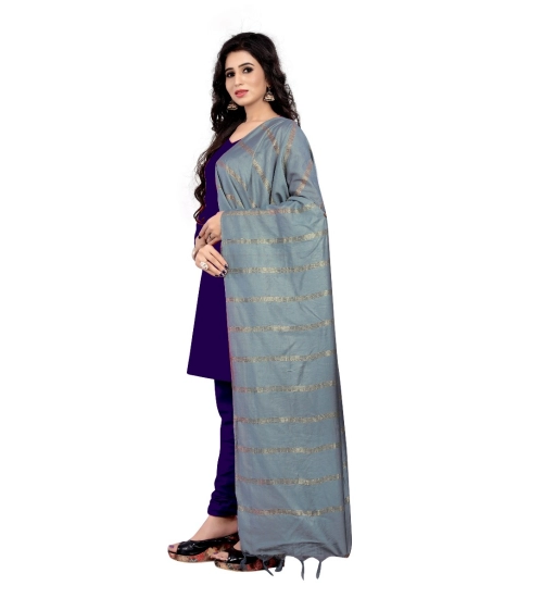 Generic Women's Cotton Jari Woven Work Dupatta (Grey, Length:2-2.4 mtr)