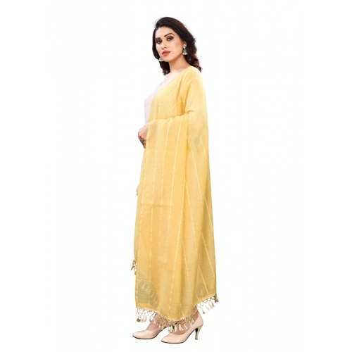 Women's Cotton Silk Strips Printed Dupatta (Yellow, Length:2-2.4 mtr) Women's Cotton Silk Strips Printed Dupatta (Yellow, Length:2-2.4 mtr)