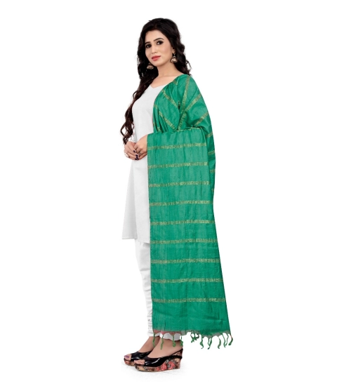 Generic Women's Cotton Jari Woven Work Dupatta (Green, Length:2-2.4 mtr)