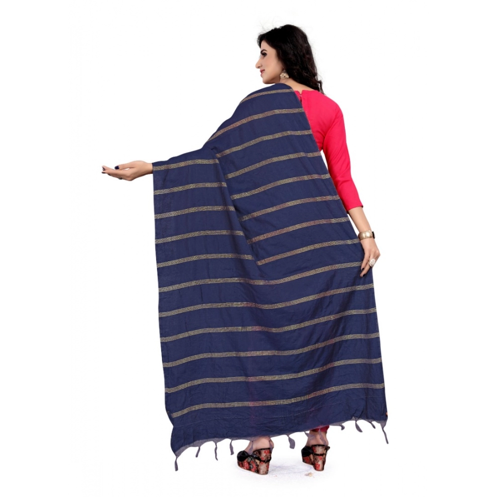 Generic Women's Cotton Jari Woven Work Dupatta (Blue, Length:2-2.4 mtr) Generic Women's Cotton Jari Woven Work Dupatta (Blue, Length:2-2.4 mtr)