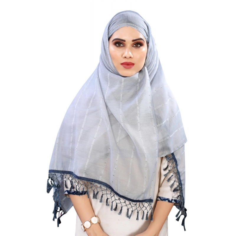 Women's Cotton Silk Strips Printed Dupatta (Grey, Length:2-2.4 mtr) Women's Cotton Silk Strips Printed Dupatta (Grey, Length:2-2.4 mtr)