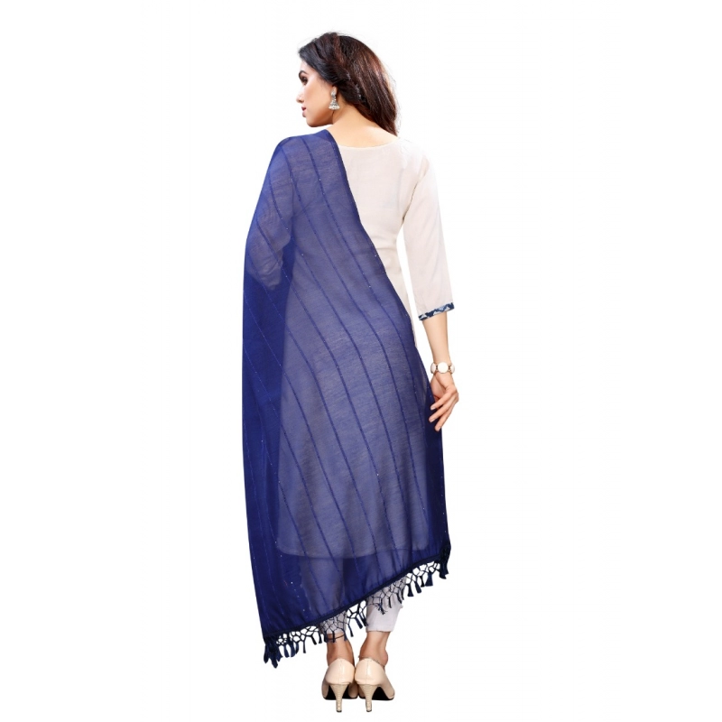 Women's Cotton Silk Strips Printed Dupatta (Blue, Length:2-2.4 mtr) Women's Cotton Silk Strips Printed Dupatta (Blue, Length:2-2.4 mtr)