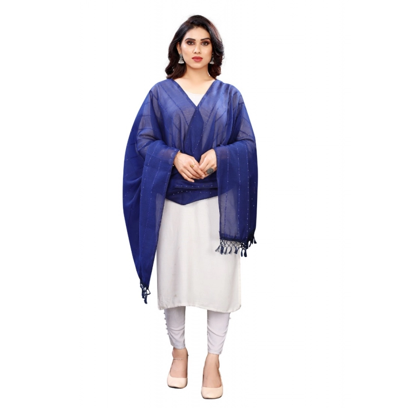 Women's Cotton Silk Strips Printed Dupatta (Blue, Length:2-2.4 mtr) Women's Cotton Silk Strips Printed Dupatta (Blue, Length:2-2.4 mtr)