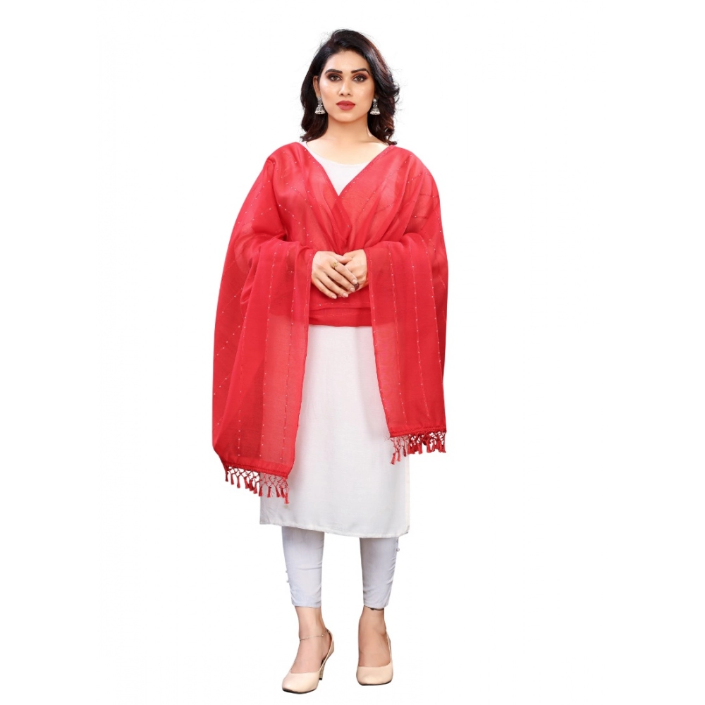 Generic Women's Cotton Silk Strips Printed Dupatta (Red, Length:2-2.4 mtr) Generic Women's Cotton Silk Strips Printed Dupatta (Red, Length:2-2.4 mtr)