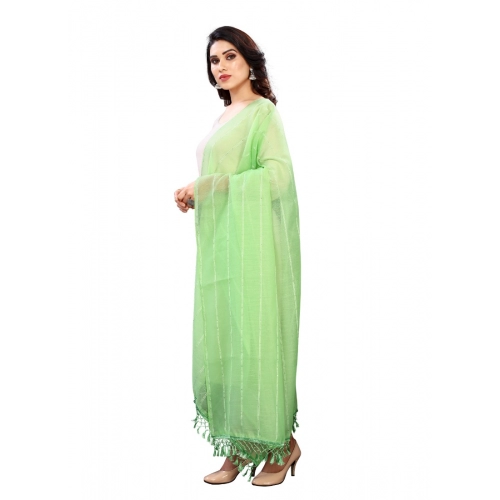 Women's Cotton Silk Strips Printed Dupatta (Parrot Green, Length:2-2.4 mtr) Women's Cotton Silk Strips Printed Dupatta (Parrot Green, Length:2-2.4 mtr)
