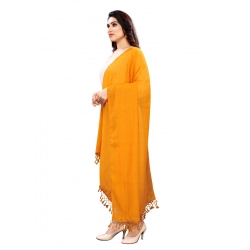 Generic Women's Cotton Silk Strips Printed Dupatta (Musterd Yellow, Length:2-2.4 mtr)