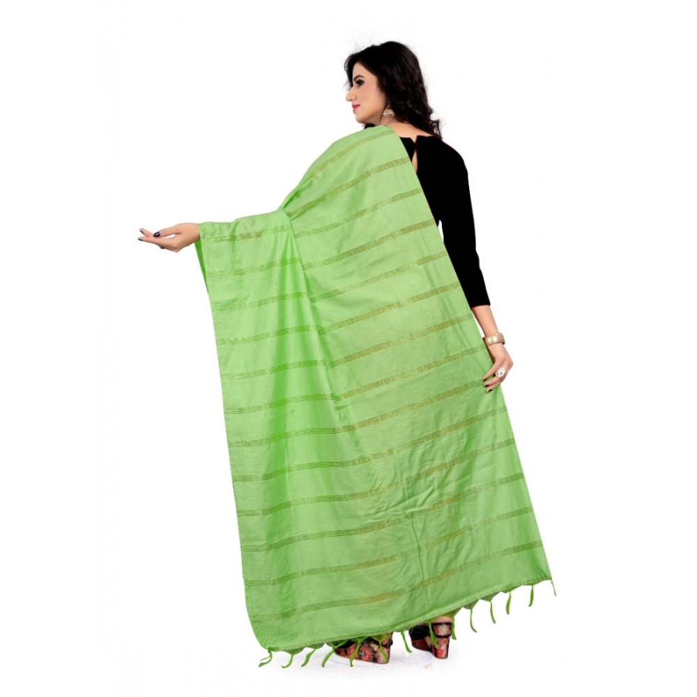 Generic Women's Cotton Jari Woven Work Dupatta (Parrot Green, Length:2-2.4 mtr) Generic Women's Cotton Jari Woven Work Dupatta (Parrot Green, Length:2-2.4 mtr)