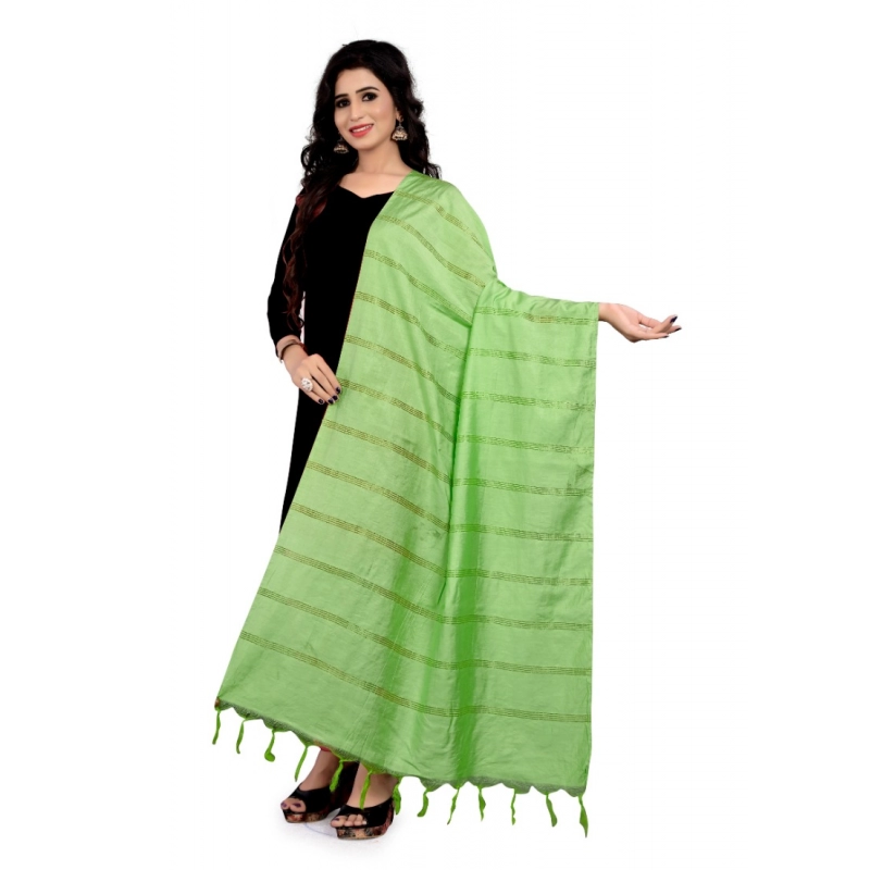 Women's Cotton Jari Woven Work Dupatta (Parrot Green, Length:2-2.4 mtr) Women's Cotton Jari Woven Work Dupatta (Parrot Green, Length:2-2.4 mtr)