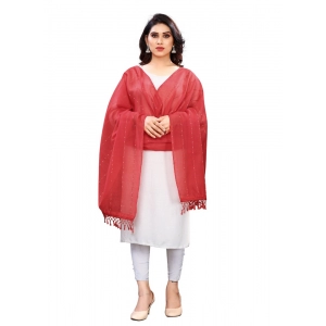Generic Women's Cotton Silk Strips Printed Dupatta (Maroon, Length:2-2.4 mtr)