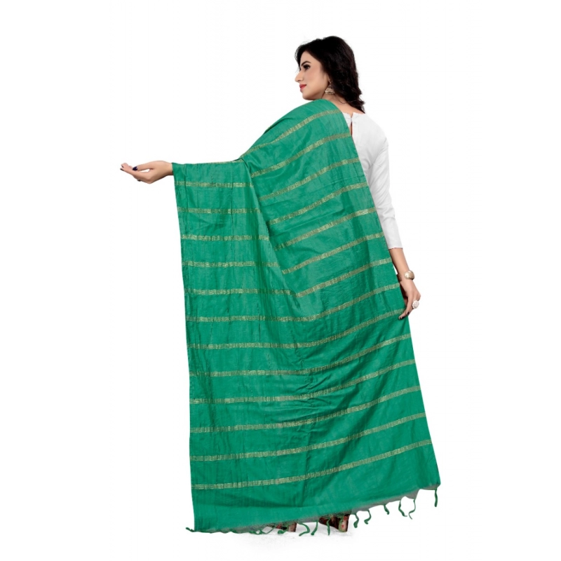 Women's Cotton Jari Woven Work Dupatta (Green, Length:2-2.4 mtr) Women's Cotton Jari Woven Work Dupatta (Green, Length:2-2.4 mtr)
