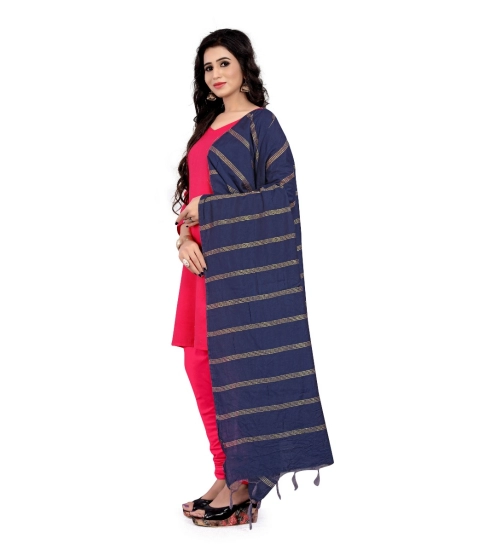 Generic Women's Cotton Jari Woven Work Dupatta (Blue, Length:2-2.4 mtr)