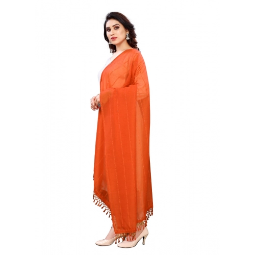 Women's Cotton Silk Strips Printed Dupatta (Orange, Length:2-2.4 mtr) Women's Cotton Silk Strips Printed Dupatta (Orange, Length:2-2.4 mtr)