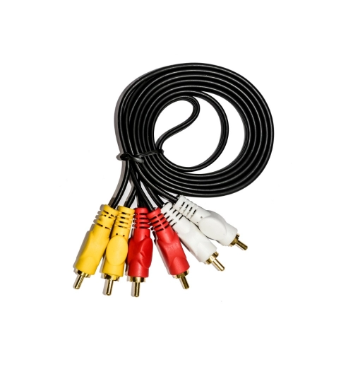 Generic 3RCA Male to 3RCA Male Audio Video Cable 1.5 Yards Compatible for TV, LCD, LED, DTH, DVD, VCR (Black)