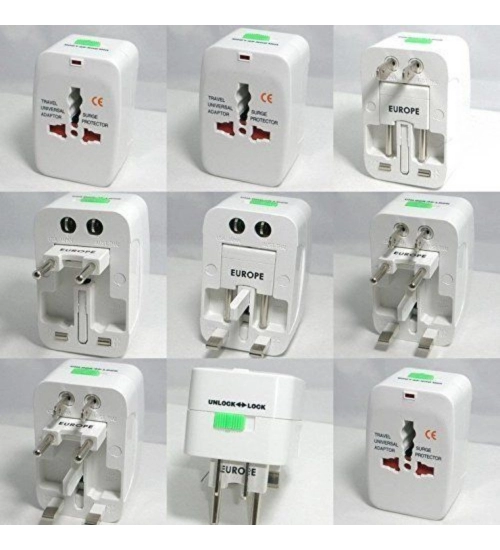 Generic Universal Travel Adapter with 125V 6A, 250V Surge_Spike Protected Electrical Plug White (White)