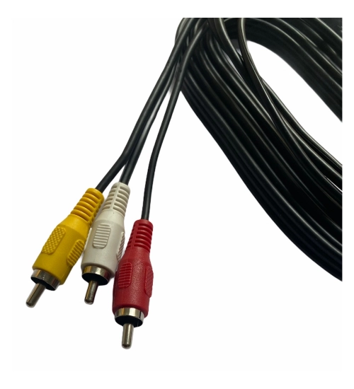 Generic 3RCA Male to 3RCA Male Audio Video Cable 3 Yards Compatible for TV, LCD, LED, DTH, DVD, VCR (Black)