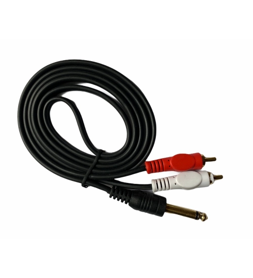 Generic 6.35mm Jack to 2RCA Audio Cable Male to Male 1.5 Yards Connects Home Theatre, DVD, Speaker, Headphone, Mixer, Amplifier, Guitar, Karaoke System (Black)
