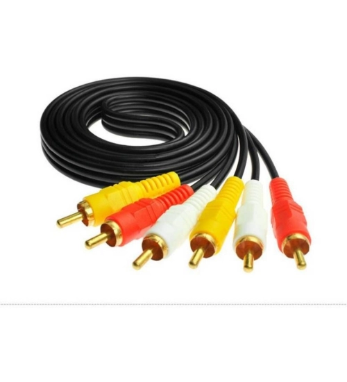 Generic 3RCA Male to 3RCA Male Audio Video Cable 1.5 Yards Compatible for TV, LCD, LED, DTH, DVD, VCR (Black)