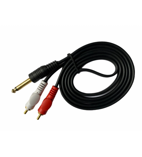 Generic 6.35mm Jack to 2RCA Audio Cable Male to Male 1.5 Yards Connects Home Theatre, DVD, Speaker, Headphone, Mixer, Amplifier, Guitar, Karaoke System (Black)