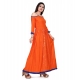 Generic Women's Rayon Cotton Orange Embroidered Long Kurti Generic Women's Rayon Cotton Orange Embroidered Long Kurti