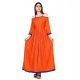 Generic Women's Rayon Cotton Orange Embroidered Long Kurti Generic Women's Rayon Cotton Orange Embroidered Long Kurti