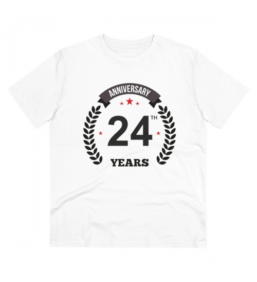 Generic Men's PC Cotton 24th Anniversary Printed T Shirt (Color: White, Thread Count: 180GSM)