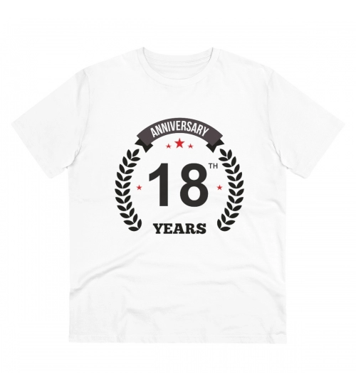 Generic Men's PC Cotton 18th Anniversary Printed T Shirt (Color: White, Thread Count: 180GSM)