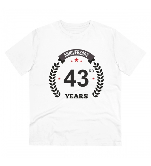 Generic Men's PC Cotton 43rd Anniversary Printed T Shirt (Color: White, Thread Count: 180GSM)
