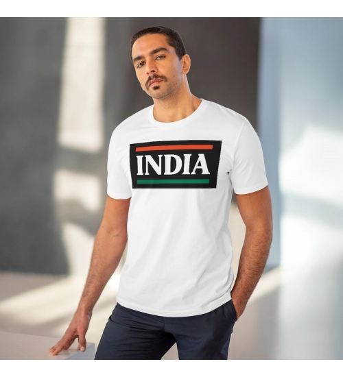 Generic Men's PC Cotton India Printed T Shirt (Color: White, Thread Count: 180GSM)