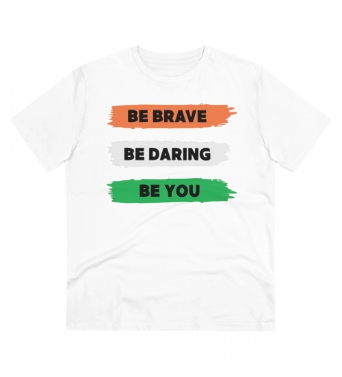 Generic Men's PC Cotton Be Brave Be You Printed T Shirt (Color: White, Thread Count: 180GSM)