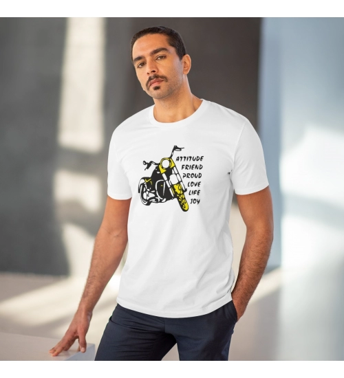 Generic Men's PC Cotton Bike Ride Design Printed T Shirt (Color: White, Thread Count: 180GSM)