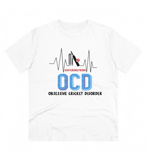 Generic Men's PC Cotton Cricket Design Printed T Shirt (Color: White, Thread Count: 180GSM)