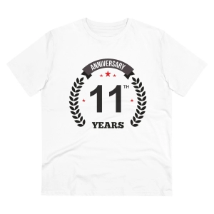 Generic Men's PC Cotton 11th Anniversary Printed T Shirt (Color: White, Thread Count: 180GSM)