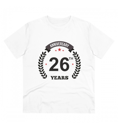 Generic Men's PC Cotton 26th Anniversary Printed T Shirt (Color: White, Thread Count: 180GSM)