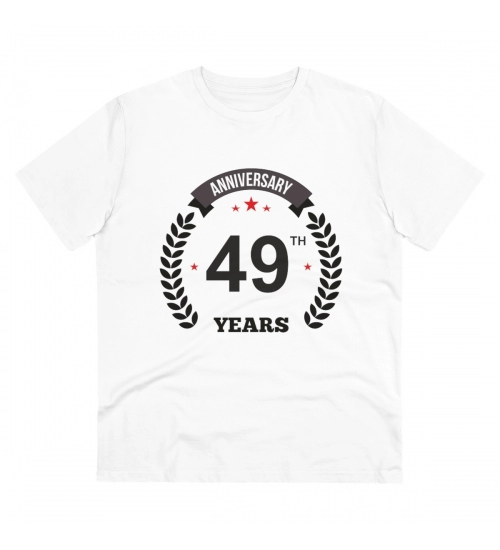 Generic Men's PC Cotton 49th Anniversary Printed T Shirt (Color: White, Thread Count: 180GSM)