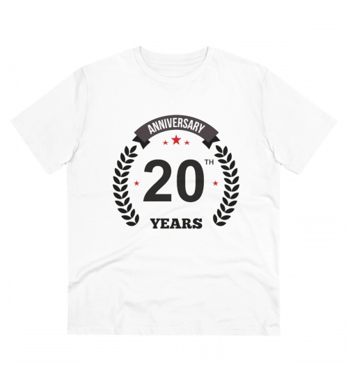 Generic Men's PC Cotton 20th Anniversary Printed T Shirt (Color: White, Thread Count: 180GSM)