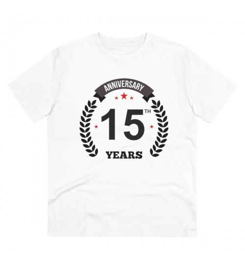 Generic Men's PC Cotton 15th Anniversary Printed T Shirt (Color: White, Thread Count: 180GSM)